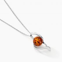 Collier Hilarionne Argent Blanc Ambre - Pour Femme - Histoire d'Or