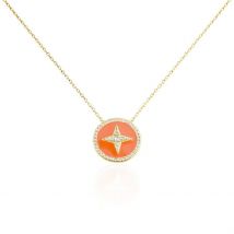 Collier Or Jaune Sweet Rosace Oxyde De Zirconium - Pour Femme - Pierre en Oxyde de Zirconium de forme Ronde - Motif Cercle - Histoire d'Or