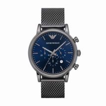 Montre Emporio Armani Bleu - Boîtier Gris - Cadran Bleu - Bracelet Gris - Mécanisme en Quartz - Pour Homme - Histoire d'Or