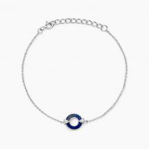 Bracelet Serafine Argent Blanc Lapis Lazuli Oxyde - Pour Femme - Pierre en Lapis lazuli de forme Ovale - Motif Cercle - Histoire d'Or