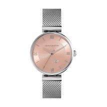 Montre Olivia Burton Minima Bee Rose - Boîtier Blanc - Cadran Rose - Bracelet Argenté - Mécanisme en Quartz - Pour Femme - Histoire d'Or