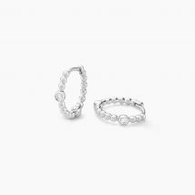 Créoles Salana Argent Blanc Oxyde De Zirconium - Pour Femme - Pierre en Oxyde de Zirconium de forme Ronde - Motif Cercle - Histoire d'Or