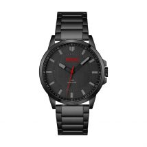 Montre Hugo First Noir - Boîtier Noir - Cadran Noir - Bracelet Noir - Mécanisme en Quartz - Pour Homme - Histoire d'Or