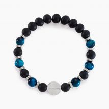 Bracelet Jourdan Homme 1921 Acier Blanc œil De Tigre Onyx - Pour Homme - Pierre en Quartz de forme Ronde - Histoire d'Or
