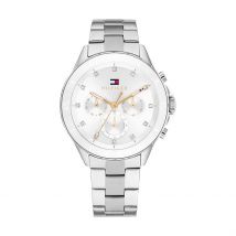 Montre Tommy Hilfiger Mellie Blanc - Boîtier Argenté - Cadran Argenté - Bracelet Argenté - Mécanisme en Quartz - Pour Femme - Histoire d'Or