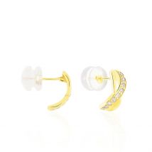 Boucles D'oreilles Izefia Rondes Or Jaune Oxyde De Zirconium - Pour Femme - Pierre en Oxyde de Zirconium de forme Ronde - Histoire d'Or