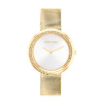 Montre Calvin Klein Twist Argenté - Boîtier Jaune - Cadran Argenté - Bracelet Doré - Mécanisme en Quartz - Pour Femme - Histoire d'Or