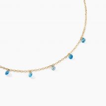 Collier Myosothis Plaqué Or Pierres - Pour Femme - Pierre en Pierre d'Imitation de forme Ronde - Histoire d'Or