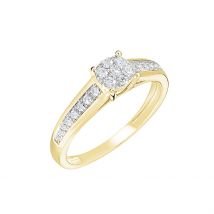 Bague Or Jaune Multi Pierres Diamants - Pour Femme - Pierre en Diamant de forme Ronde - Histoire d'Or