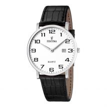 Montre Festina Classics Blanc - Boîtier Blanc - Cadran Blanc - Bracelet Noir - Mécanisme en Quartz - Pour Homme - Histoire d'Or