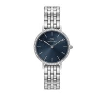 Montre Daniel Wellington Petite Bleu - Boîtier Blanc - Cadran Blanc - Bracelet Argenté - Mécanisme en Quartz - Pour Femme - Histoire d'Or