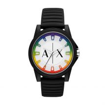 Montre Armani Exchange Blanc - Boîtier Noir - Cadran Blanc - Bracelet Noir - Mécanisme en Quartz - Pour Homme - Histoire d'Or