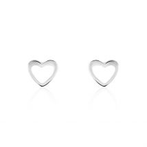 Boucles D'oreilles Puces Anne-maudae Coeurs Or Blanc - Pour Femme - Histoire d'Or