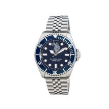 Montre U.s. Polo Assn. Bleu - Boîtier Blanc - Cadran Blanc - Bracelet Argenté - Mécanisme en Quartz - Pour Famille - Histoire d'Or