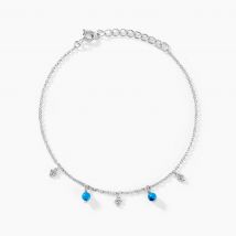 Bracelet Adiva Argent Blanc Turquoise - Pour Femme - Pierre en Turquoise de forme Ronde - Motif Arbre - Histoire d'Or