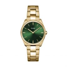 Montre Cluse Feroce Petite Vert - Boîtier Jaune - Cadran Vert - Bracelet Doré - Mécanisme en Quartz - Pour Femme - Histoire d'Or