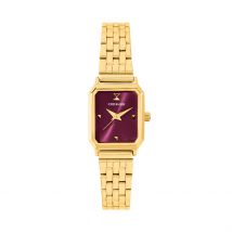 Montre Codhor Hortense Bordeaux - Boîtier Jaune - Cadran Rose - Bracelet Doré - Mécanisme en Quartz - Pour Femme - Histoire d'Or