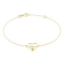 Bracelet Or Jaune Veridienne Oxyde - Pour Femme - Pierre en Oxyde de Zirconium de forme Coeur - Motif Cœur - Histoire d'Or