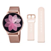 Coffret De Montre Lotus Connectée Smartwach Noir - Boîtier Rose - Cadran Noir - Bracelet Rose - Mécanisme en Quartz - Pour Femme - Histoire d'Or