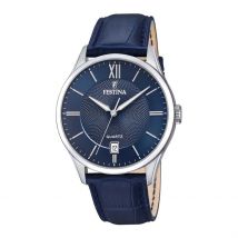 Montre Festina Classics Bleu - Boîtier Blanc - Cadran Blanc - Bracelet Bleu - Mécanisme en Quartz - Pour Homme - Histoire d'Or