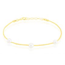 Bracelet Friea Or Jaune Perle De Culture - Pour Femme - Pierre en Perle de culture de forme Ronde - Histoire d'Or