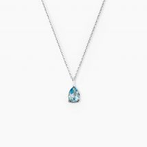 Collier Goutte Or Blanc Topaze - Pour Femme - Pierre en Topaze de forme Poire - Motif Goutte - Histoire d'Or