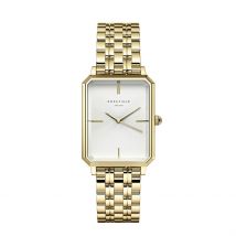 Montre Rosefield Octagon Blanc - Boîtier Jaune - Cadran Blanc - Bracelet Doré - Mécanisme en Quartz - Pour Femme - Histoire d'Or
