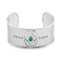 Bracelet Jonc Audreanne Acier Blanc Pierre De Synthese - Pour Femme - Pierre en Pierre d'Imitation de forme Ronde - Motif Losange - Histoire d'Or