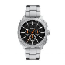 Montre Fossil Machine Noir - Boîtier Blanc - Cadran Noir - Bracelet Argenté - Mécanisme en Quartz - Pour Homme - Histoire d'Or