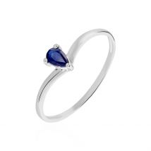 Bague Solitaire Goutte Or Blanc Saphir - Pour Femme - Pierre en Saphir de forme Poire - Motif Goutte - Histoire d'Or