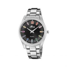 Montre Lotus Bliss Noir - Boîtier Blanc - Cadran Noir - Bracelet Argenté - Mécanisme en Quartz - Pour Femme - Histoire d'Or