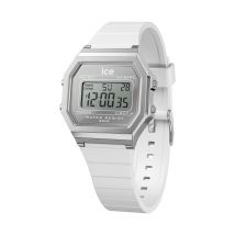 Montre Ice Watch Digit Retro Argente - Boîtier Blanc - Cadran Argenté - Bracelet Blanc - Mécanisme en Quartz - Pour Famille - Histoire d'Or