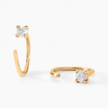 Créoles Ra Or Jaune Diamnt Synthétique - Pour Femme - Pierre en Diamant Synthétique de forme Ronde - Histoire d'Or