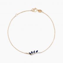 Bracelet Navette Or Jaune Saphir Diamant - Pour Femme - Pierre en Saphir de forme Navette / Marquise - Motif Amande - Histoire d'Or
