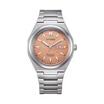 Montre Citizen Super Titanium 39.5 Pêche - Boîtier Blanc - Cadran Pêche - Bracelet Argenté - Mécanisme en Quartz - Pour Homme - Histoire d'Or