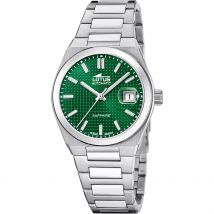 Montre Lotus Automatico Vert - Boîtier Blanc - Cadran Vert - Bracelet Argenté - Mécanisme en Automatique - Pour Homme - Histoire d'Or