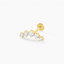 Piercing Veria Titane Doré Oxyde De Zirconium - Pour Femme - Pierre en Oxyde de Zirconium de forme Ronde - Motif Barrette - Histoire d'Or