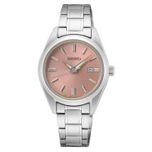 Montre Seiko Classique Rose - Boîtier Argenté - Cadran Corail - Bracelet Argenté - Mécanisme en Quartz - Pour Femme - Histoire d'Or
