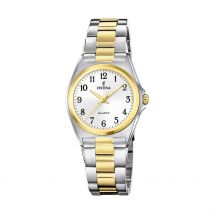Montre Festina Classics Blanc - Boîtier Blanc - Cadran Blanc - Bracelet Bicolore Doré / Blanc - Mécanisme en Quartz - Pour Femme - Histoire d'Or