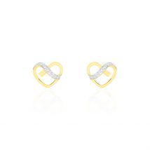 Boucles D'oreilles Puces Juliane Or Jaune Diamant - Pour Femme - Pierre en Diamant de forme Ronde - Motif Cœur - Histoire d'Or