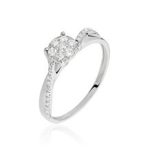 Bague Hebe Or Blanc Diamant - Pour Femme - Pierre en Diamant de forme Ronde - Motif Étoile - Histoire d'Or