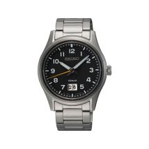 Montre Seiko Sport Noir - Boîtier Blanc - Cadran Noir - Bracelet Argenté - Mécanisme en Quartz - Pour Homme - Histoire d'Or