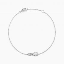 Bracelet Theanna Or Blanc Diamant - Pour Femme - Pierre en Diamant de forme Ronde - Motif Infini - Histoire d'Or