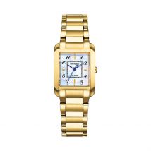 Montre Citizen Ladies Square Nacre Blanche - Boîtier Jaune - Cadran Bicolore - Bracelet Doré - Mécanisme en Quartz - Pour Femme - Histoire d'Or