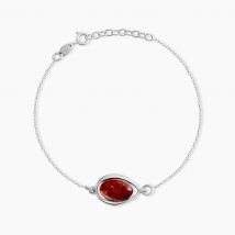 Bracelet Hilda Argent Blanc Ambre - Pour Femme - Pierre en Ambre de forme Poire - Motif Goutte - Histoire d'Or