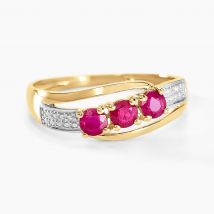 Bague Aurora Or Jaune Rubis - Pour Femme - Pierre en Rubis de forme Ronde - Histoire d'Or