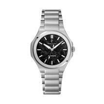 Montre Pierre Lannier Lannier Graphite Noir - Boîtier Argenté - Cadran Noir - Bracelet Argenté - Mécanisme en Quartz - Pour Homme - Histoire d'Or