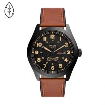 Montre Fossil Defender Noir - Boîtier Noir - Cadran Noir - Bracelet Marron - Mécanisme en Quartz - Pour Homme - Histoire d'Or