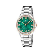 Montre Festina Solar Energy Vert - Boîtier Blanc - Cadran Vert - Bracelet Argenté - Mécanisme en Quartz - Pour Femme - Histoire d'Or