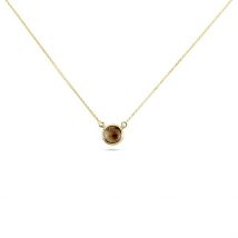 Collier Arenale Or Jaune Quartz - Pour Femme - Pierre en Quartz de forme Ronde - Motif Cercle - Histoire d'Or